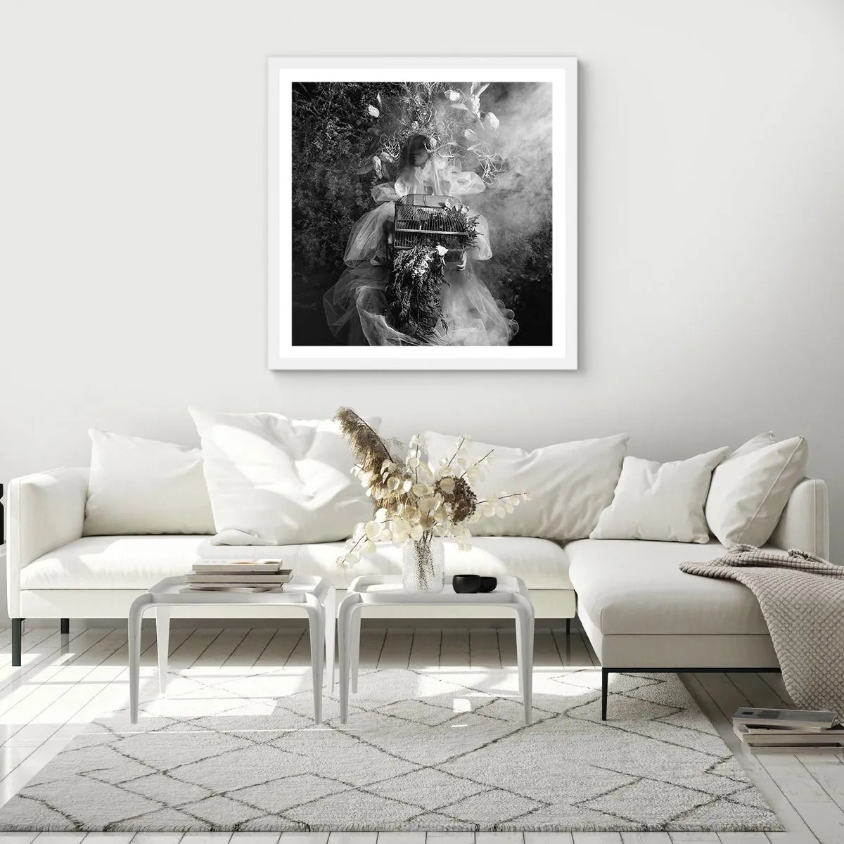 Plakat i hvid ramme - Selve Moder - Naturen - 40x40 cm