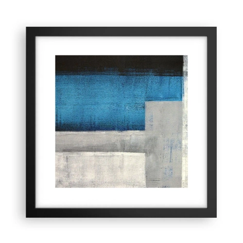 Plakat i sort ramme - Poetisk komposition af grå og blå - 30x30 cm