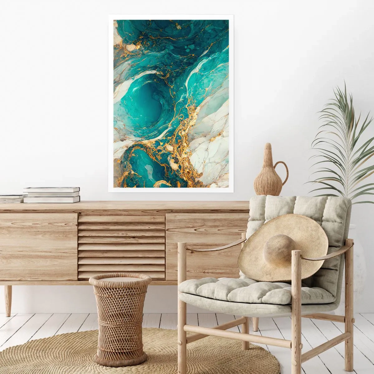 Plakat - Komposition med årer af guld - 61x91 cm