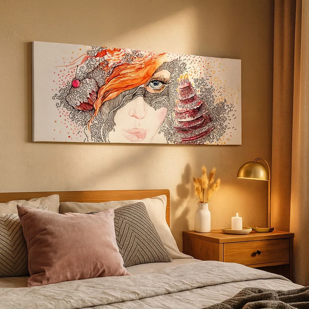 Lærredstryk - Billede på lærred - Hos hende er hver dag en ferie - 100x40 cm