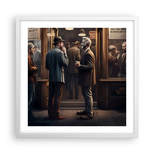 Plakat i hvid ramme - Et godt øjeblik på dagen - 50x50 cm