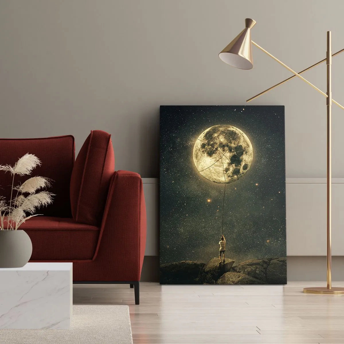Lærredstryk - Billede på lærred - En, der stjal månen - 50x70 cm