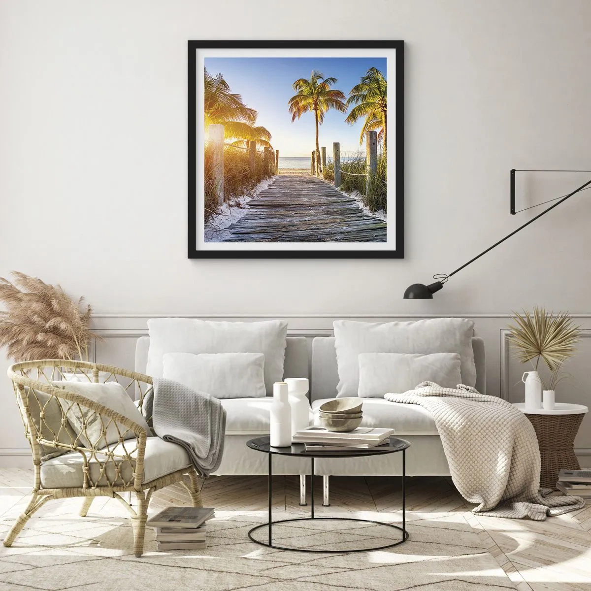 Plakat i sort ramme - Direkte til paradis - 30x30 cm