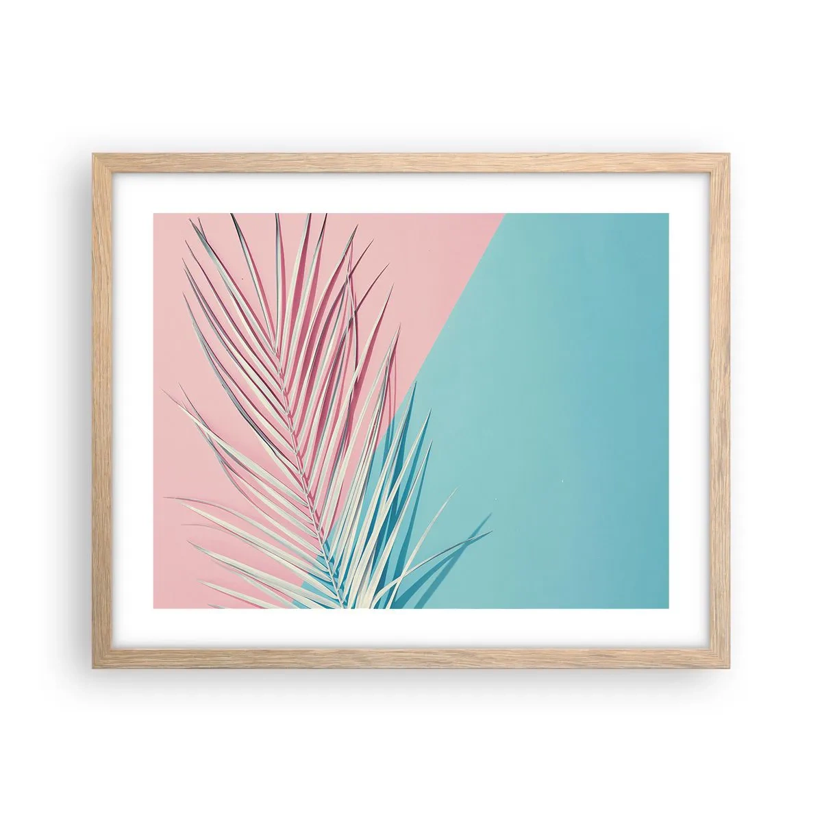 Plakat i ramme af lyst egetræ - Tropisk indtryk - 50x40 cm