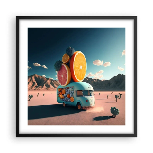 Plakat i sort ramme - En smag af ferie - 50x50 cm