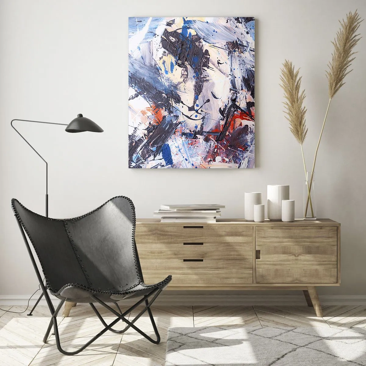 Billede på glas - Abstraktionens vanvittige dans - 80x120 cm