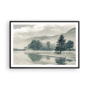 Plakat i sort ramme - Søen sover stadig - 91x61 cm