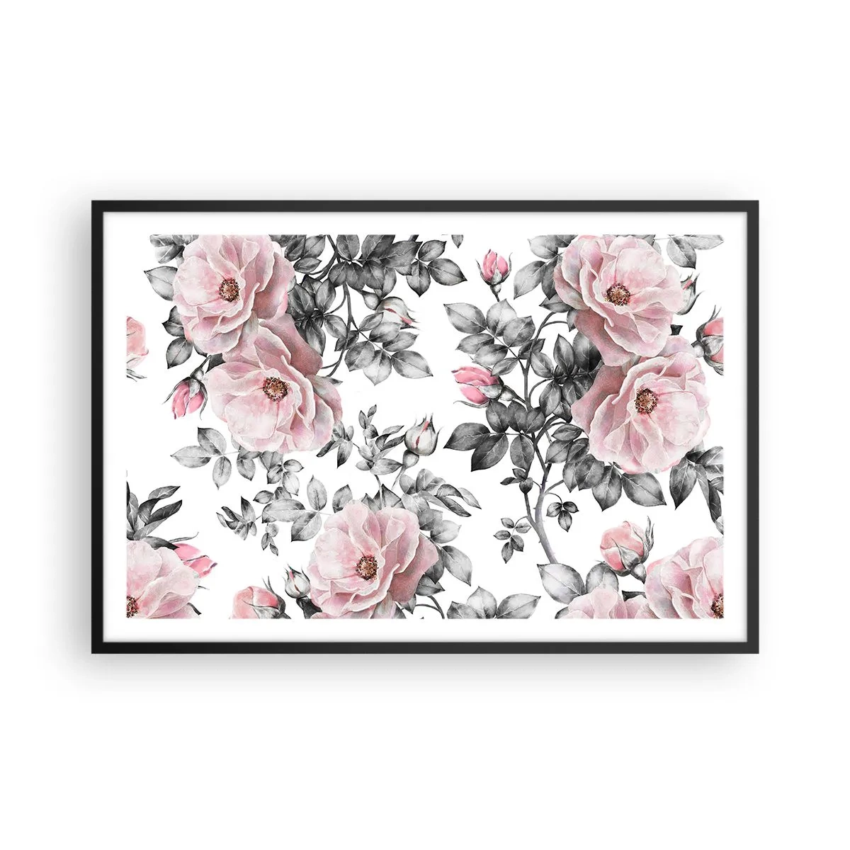 Plakat i sort ramme - Forsvind i rosenblomsterne - 91x61 cm