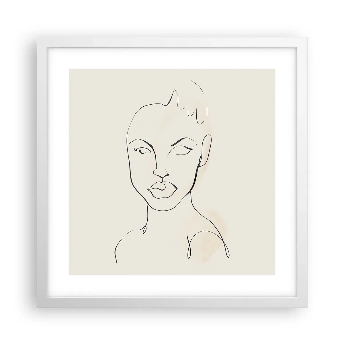 Plakat i hvid ramme - Omrids af sensualitet - 40x40 cm