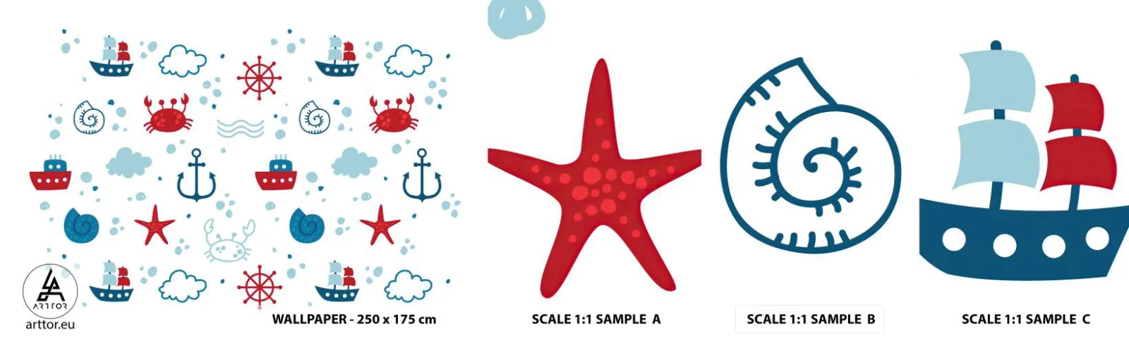 Prøve Fototapet Selvklæbende Deluxe Sticker - En fortælling om havet - sejlads, Nautisk, Anker - 100x30 cm