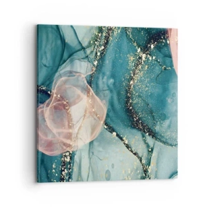 Lærredstryk - Billede på lærred - Silkeblå, tyl lyserød - 70x70 cm