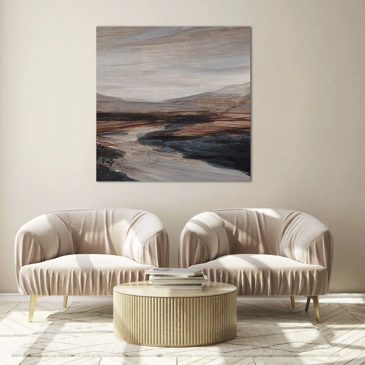 Billede på glas - Fredfyldt dal - 50x50 cm