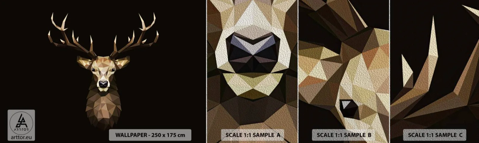 Prøve Fototapet Premium Sand - Kubistisk hjort - Dyr, Hjort, Grafik - 100x30 cm