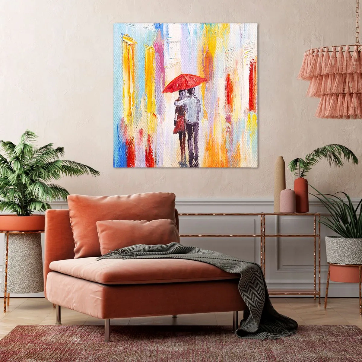 Lærredstryk - Billede på lærred - Lad det regne  mere - 60x60 cm