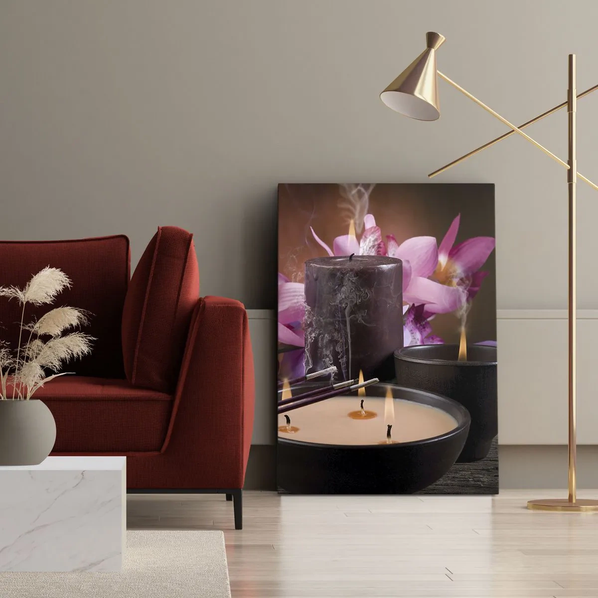 Lærredstryk - Billede på lærred - Rydde sindet, berolige kroppen - 70x100 cm