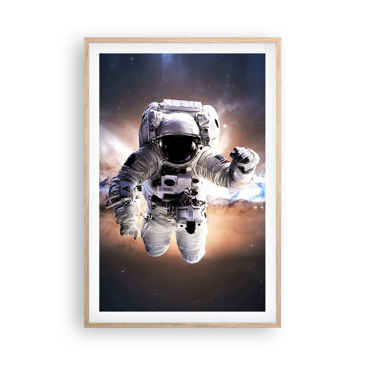 Plakat i ramme af lyst egetræ - Hilsner fra det ydre rum - 61x91 cm