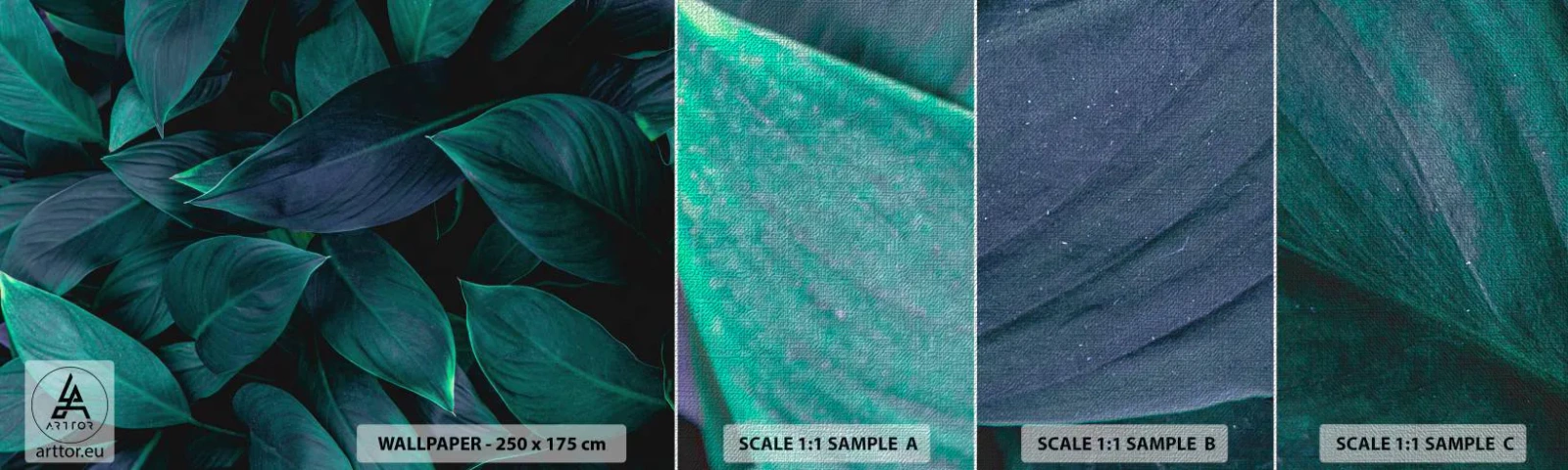 Prøve Fototapet Premium Canvas - Grønt i sig selv - Blade, Natur, Botanik - 100x30 cm