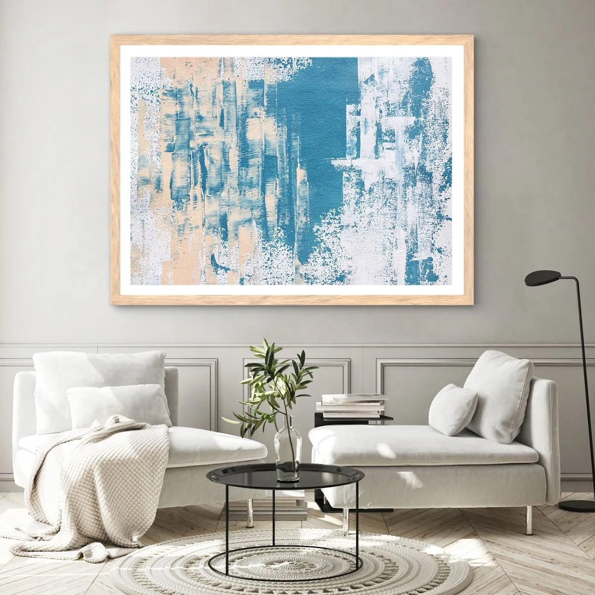 Plakat i ramme af lyst egetræ - Gennem istappen - 70x50 cm