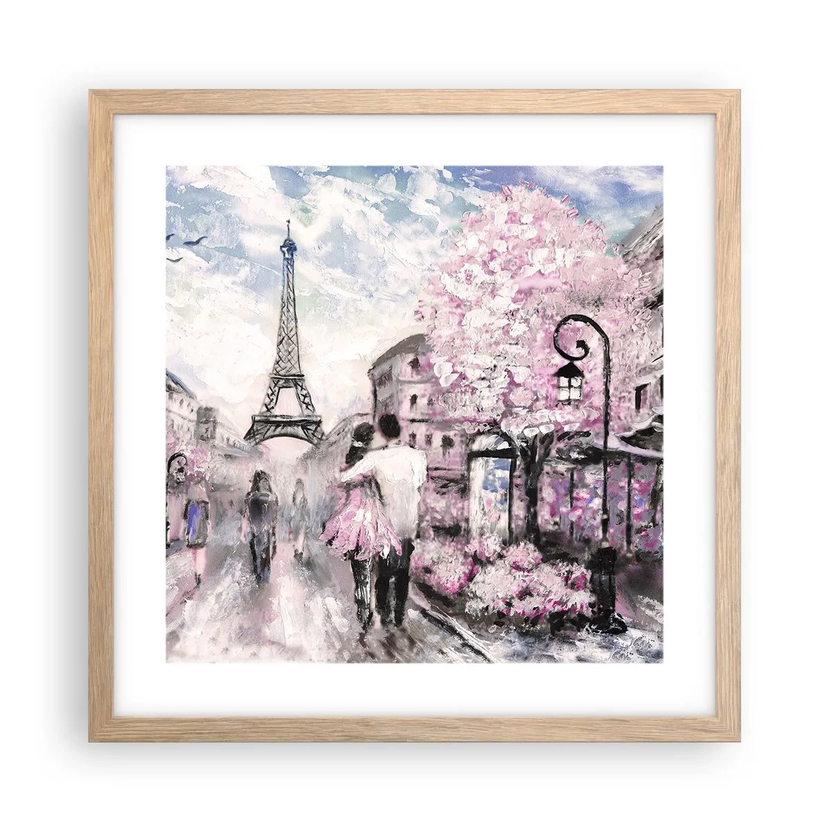 Plakat i ramme af lyst egetræ - Hvis du bliver forelsket, er det kun i... - 40x40 cm