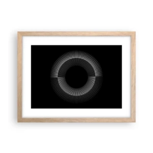 Plakat i ramme af lyst egetræ - Sort sol - 40x30 cm