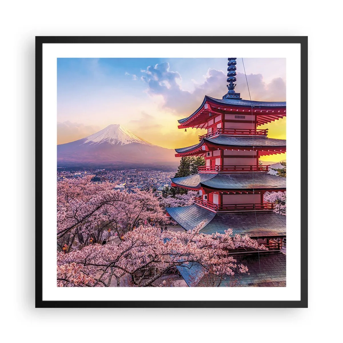 Plakat i sort ramme - Essensen af den japanske ånd - 60x60 cm