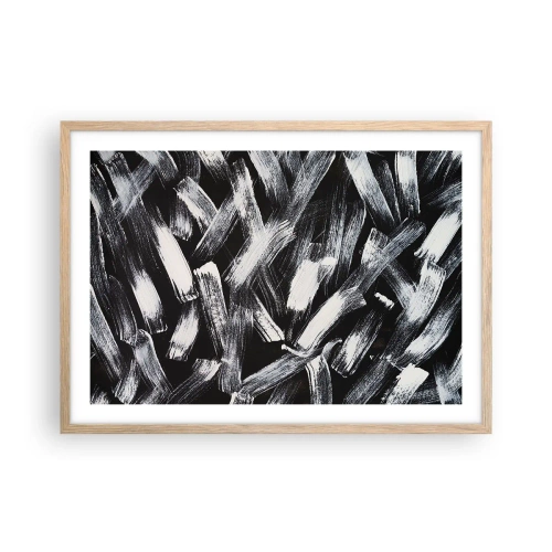 Plakat i ramme af lyst egetræ - Abstraktion i den industrielle ånd - 70x50 cm