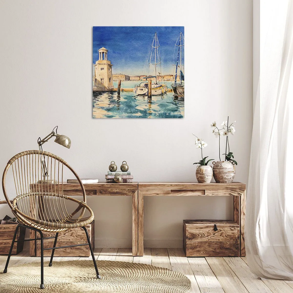 Lærredstryk - Billede på lærred - Solrig lagune - 70x70 cm