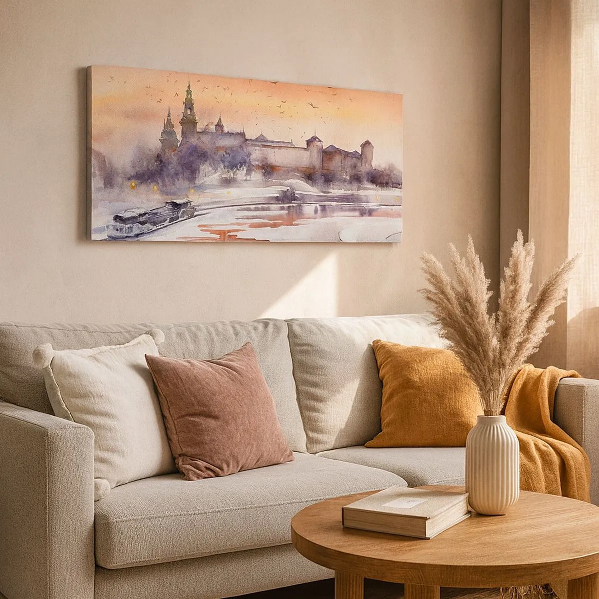 Lærredstryk - Billede på lærred - Kongelig solnedgang - 100x40 cm