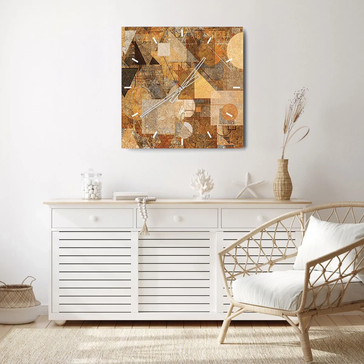 Vægur, Uret - Kubistisk bronzeundersøgelse - 40x40 cm