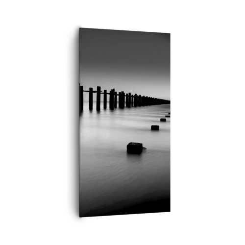 Lærredstryk - Billede på lærred - Grå dales i tågen - 65x120 cm