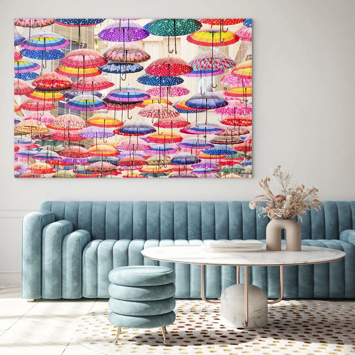 Billede på glas - Engen i byen - 120x80 cm