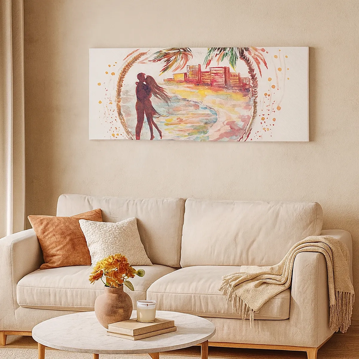 Lærredstryk - Billede på lærred - Romantisk ferie - 30x30 cm