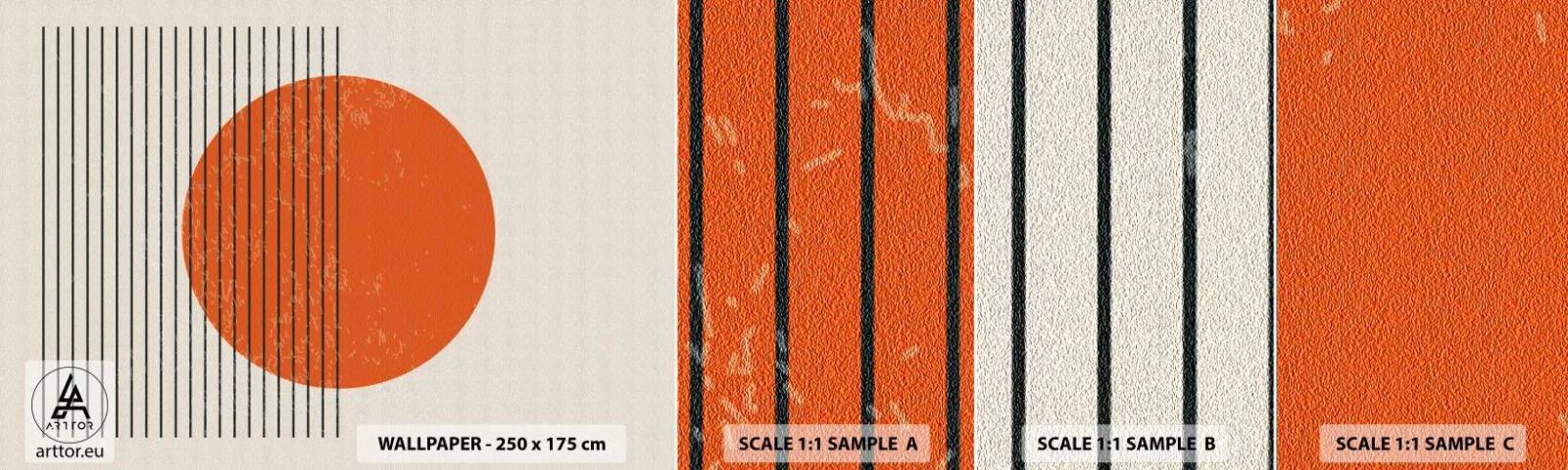 Prøve Fototapet Selvklæbende Deluxe Sticker - Altid solen - Sol, Minimalistisk, Linjer - 100x30 cm