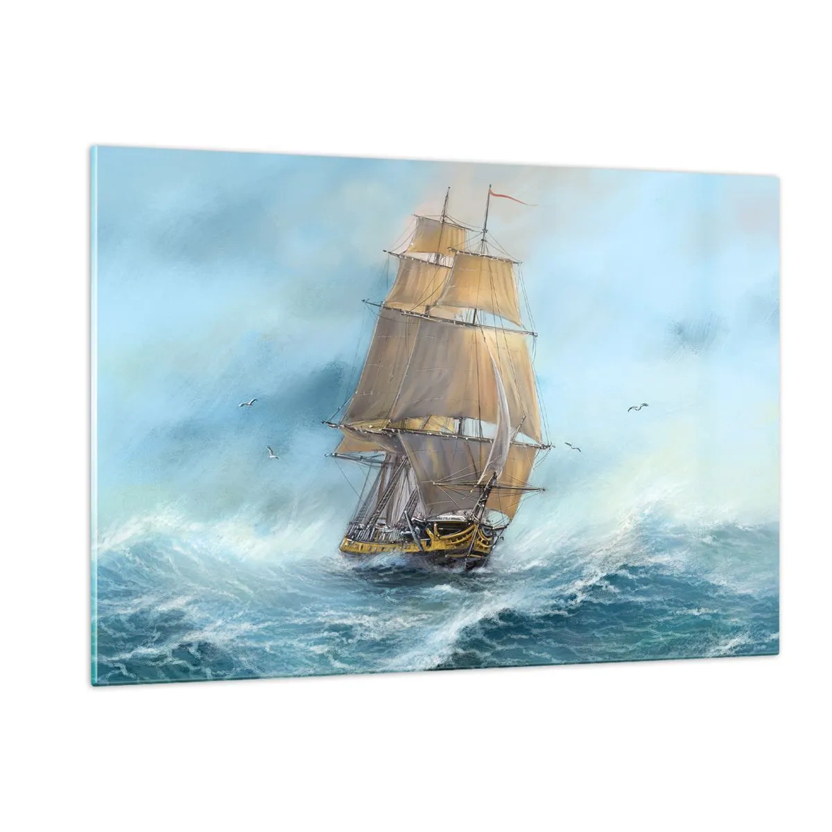 Billede på glas - Bølgende gennem bølgerne - 120x80 cm