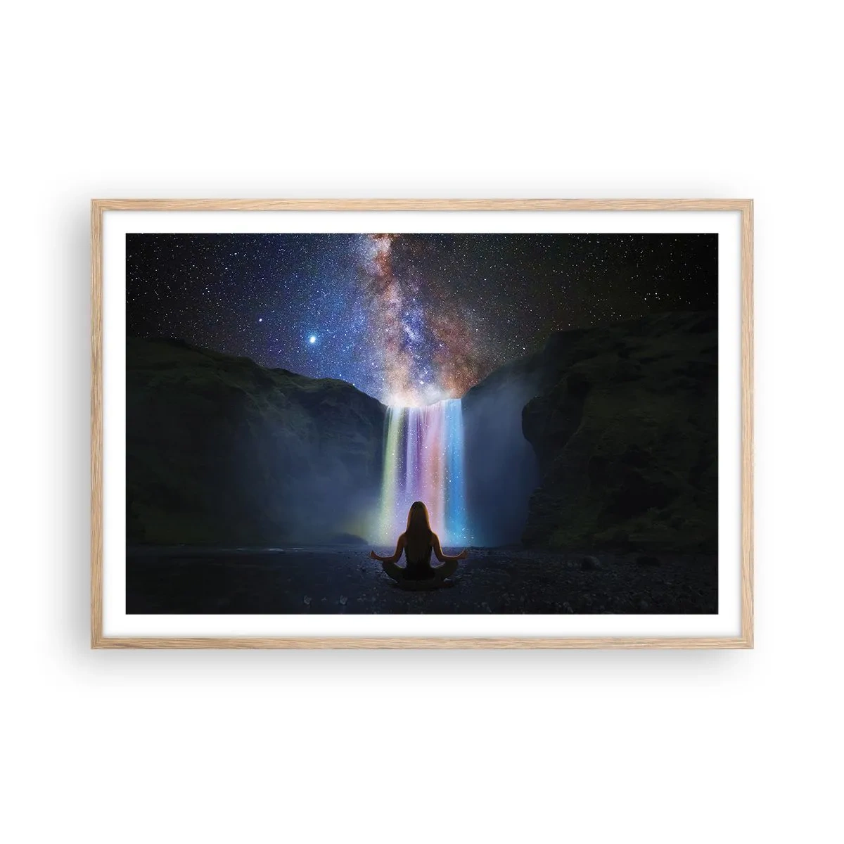 Plakat i ramme af lyst egetræ - Absolut harmoni - 91x61 cm