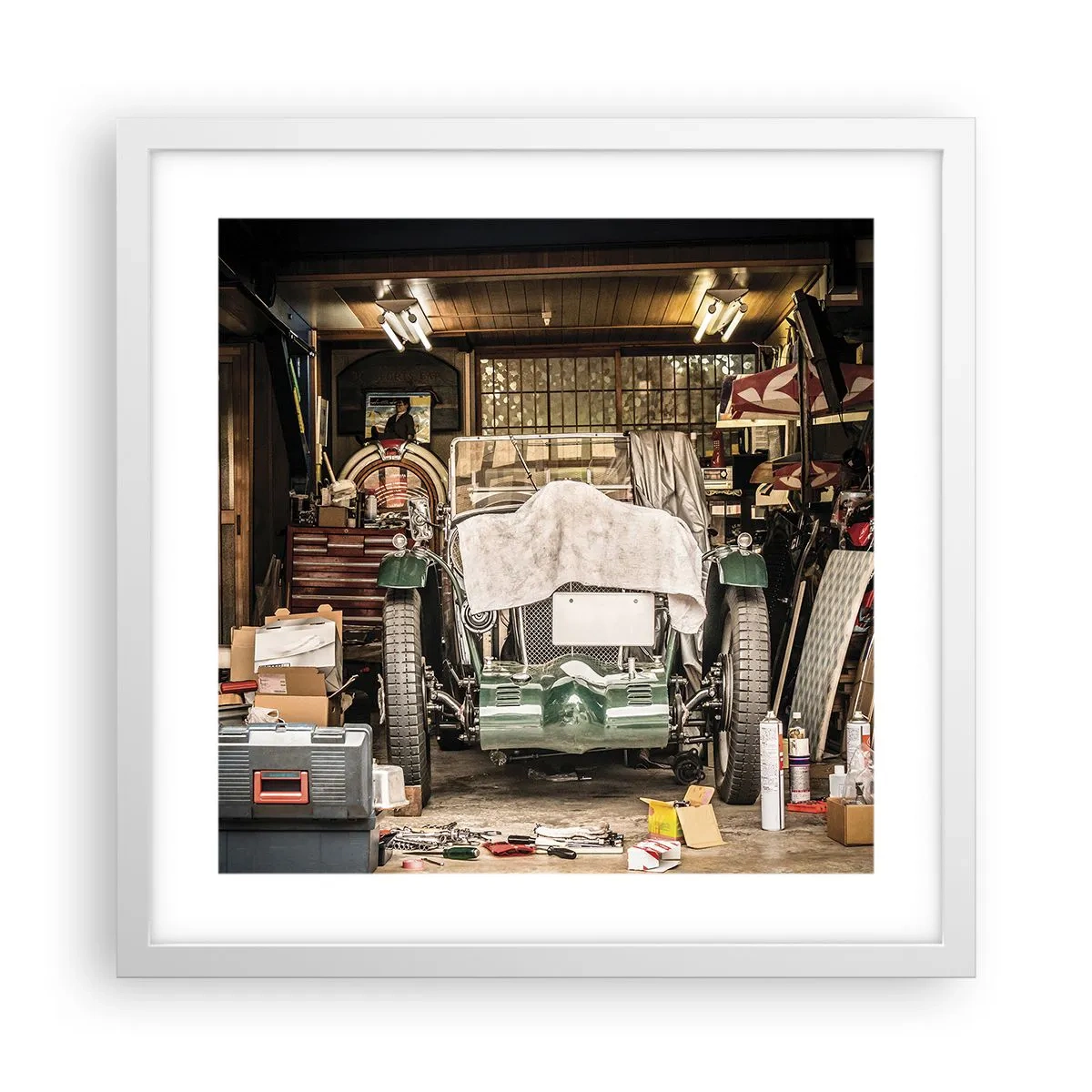 Plakat i hvid ramme - Tilbage til fortiden - 40x40 cm