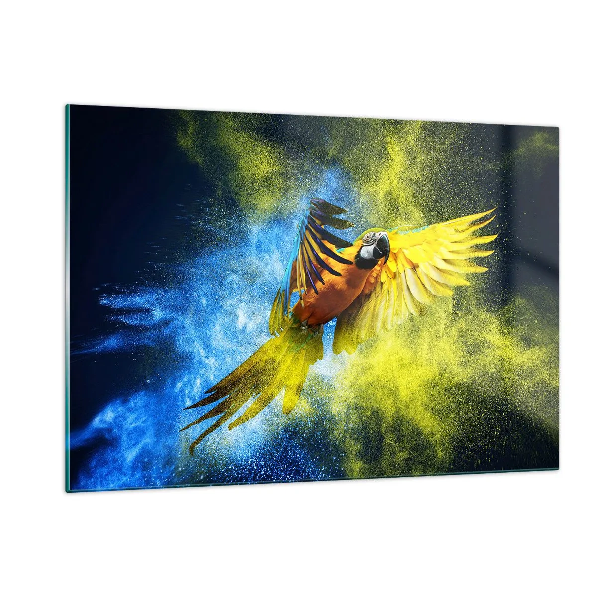 Billede på glas - I det blå-gyldne støv - 120x80 cm