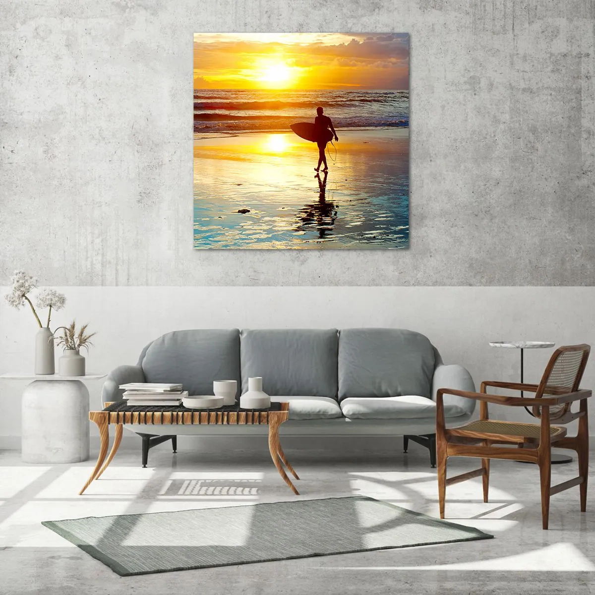 Billede på glas - Krigerens tilbagevenden - 60x60 cm