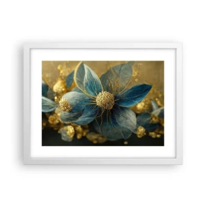 Plakat i hvid ramme - Blomstre med guld - 40x30 cm