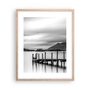 Plakat i ramme af lyst egetræ - Mildhed og styrke - 40x50 cm