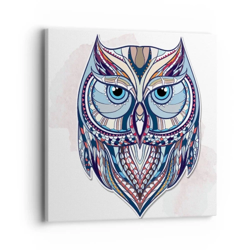 Lærredstryk - Billede på lærred - Kunstnerisk ornamental ugle - 40x40 cm