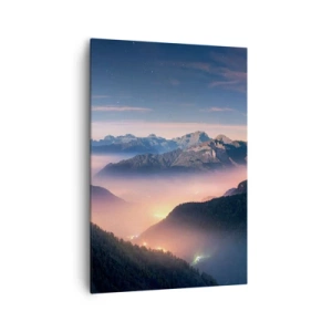 Lærredstryk - Billede på lærred - Lys i dalene - 70x100 cm