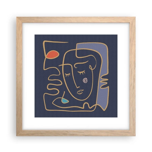 Plakat i ramme af lyst egetræ - I drømmerier - 30x30 cm