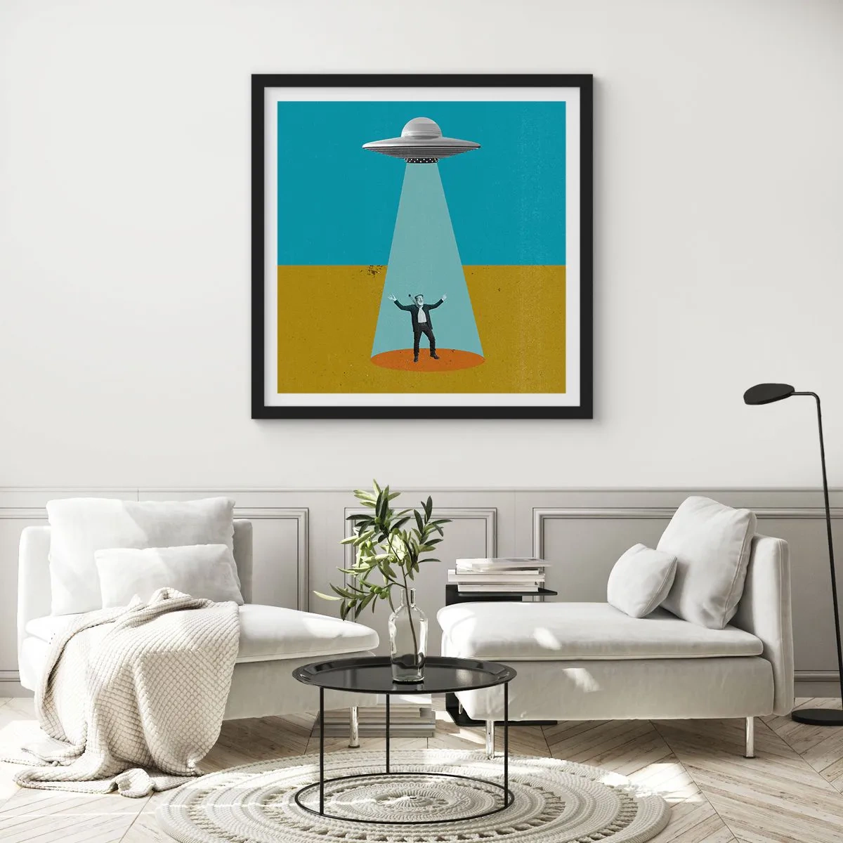 Plakat i sort ramme - Et tæt møde - 40x40 cm