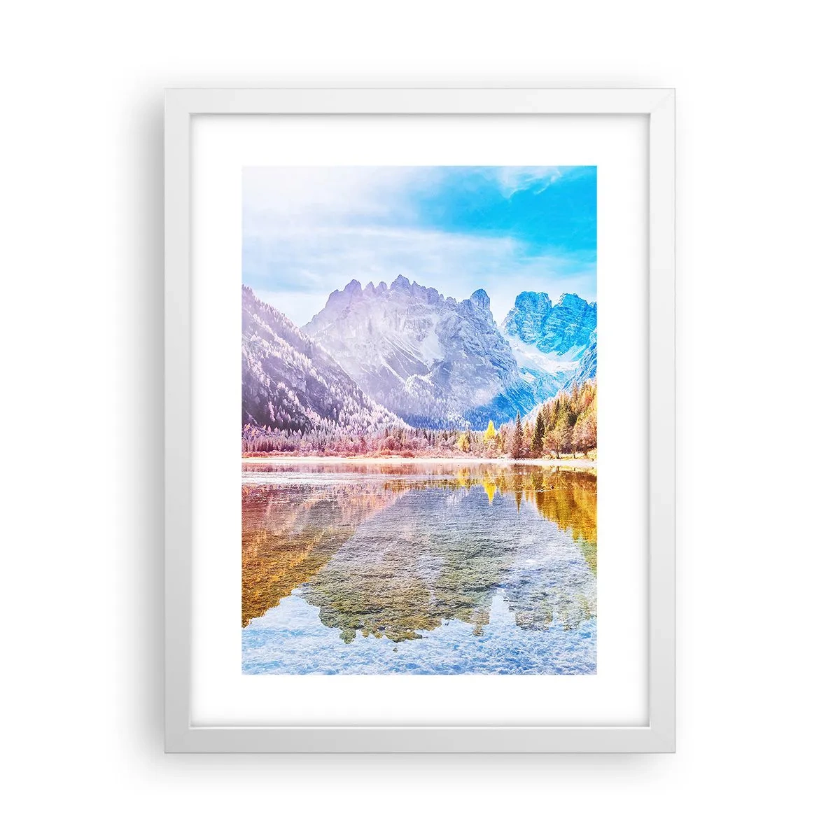 Plakat i hvid ramme - Og det er allerede efterår i bjergene - 30x40 cm