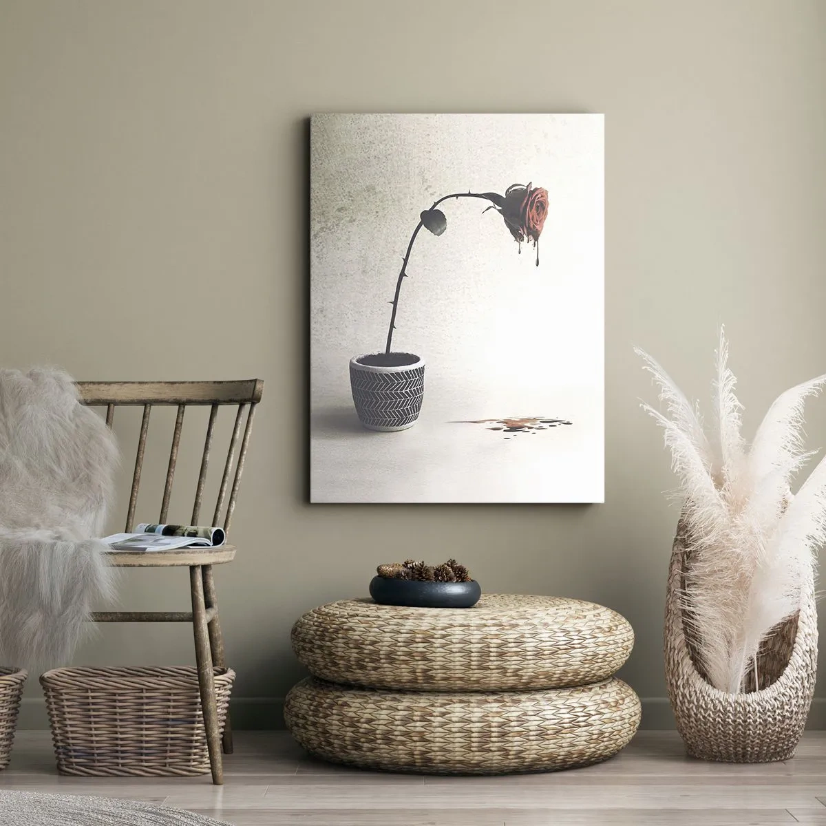 Lærredstryk - Billede på lærred - Rosa dolorosa - 45x80 cm