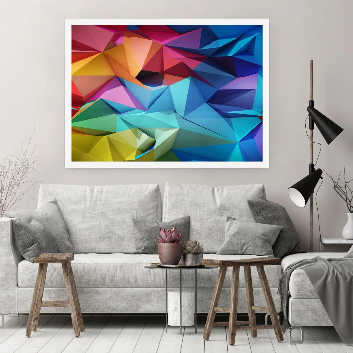 Plakat - Regnbue origami - 50x40 cm