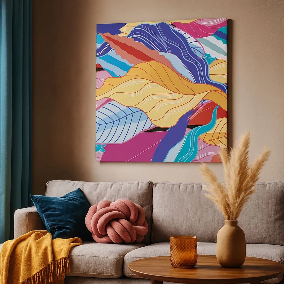 Lærredstryk - Billede på lærred - Et farverigt rod - 30x30 cm