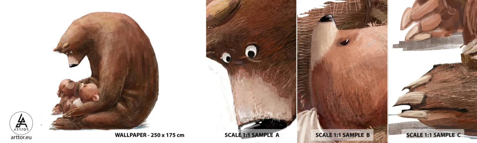 Fototapet Prøve Standard Eco - Drøm sødt, børn - For børn, Bjørn, Familie - 100x30 cm