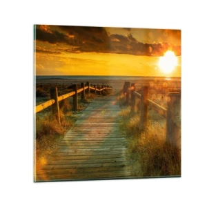 Billede på glas - Badet i gammelt guld - 60x60 cm